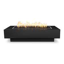 The Outdoor Plus Coronado 48" Powder-Coated Copper Vein Flame Sense System Linear Fire Pit with Push Button Spark Ignition